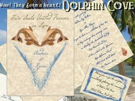QTY 85 Dolphin Wedding Invitations Reception Card heart Style D 65Eng 20Spa