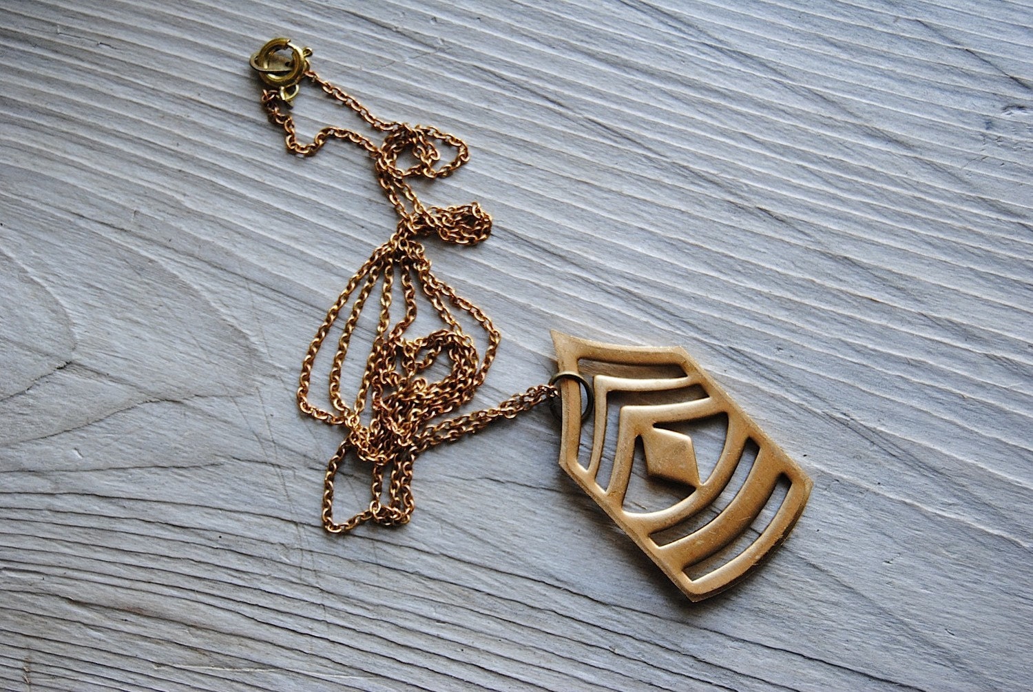 Chevron Necklace No. 1 - Vintage Brass - Free Shipping in the US