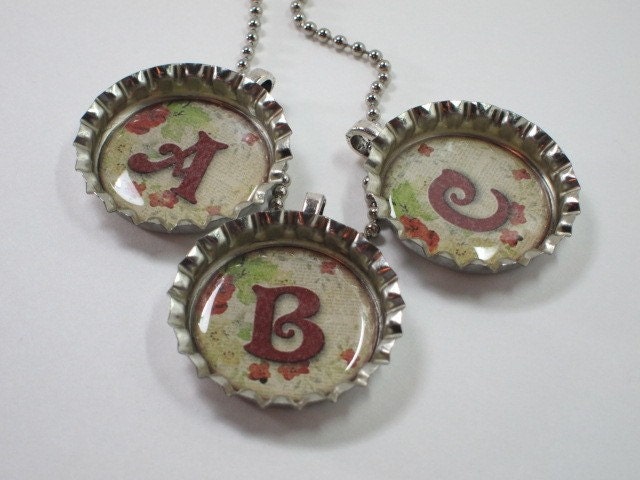 Bottlecap Necklace - YOU Choose Your Letter A through Z - Vintage - Romantic Style - Monogram