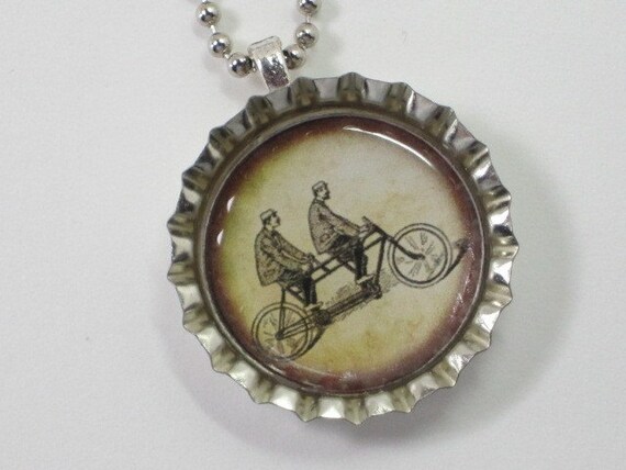 Bottlecap Necklace - Vintage Bicycle