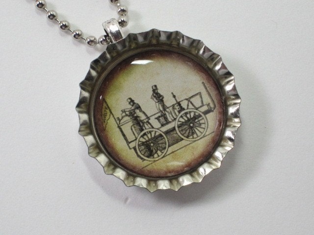 Bottlecap Necklace - Vintage Travel