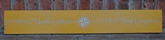 Latitude and Longitude Wood Sign -  Typography Word Art - You Choose Location Coordinates - Your Choice of Colors