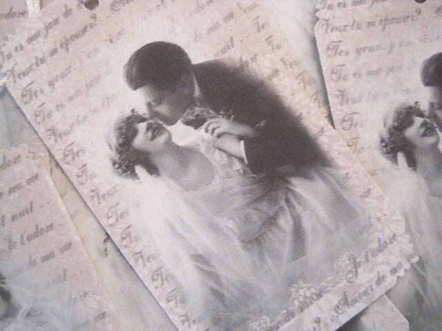 Vintage French Wedding Gift Tags Paris Victorian Wedding Bridal 
