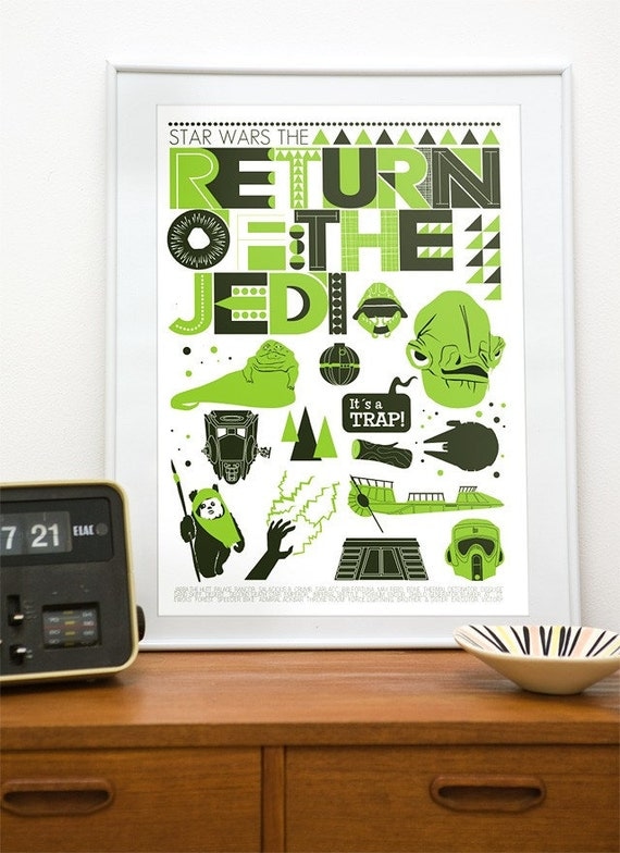 Star Wars poster print movie Return Of The Jedi - Retro Scandinavian style art A3
