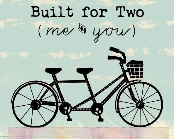 Tandem Bicycle Art Print For Wedding, Anniversary, And Couples In Love