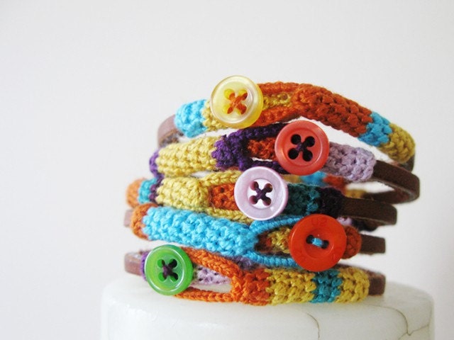 SALE  mix and match brown leather and crochet 1