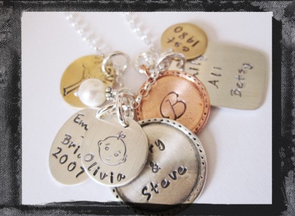 Mixed UP Metal  Large Family Cluster Charm Necklace