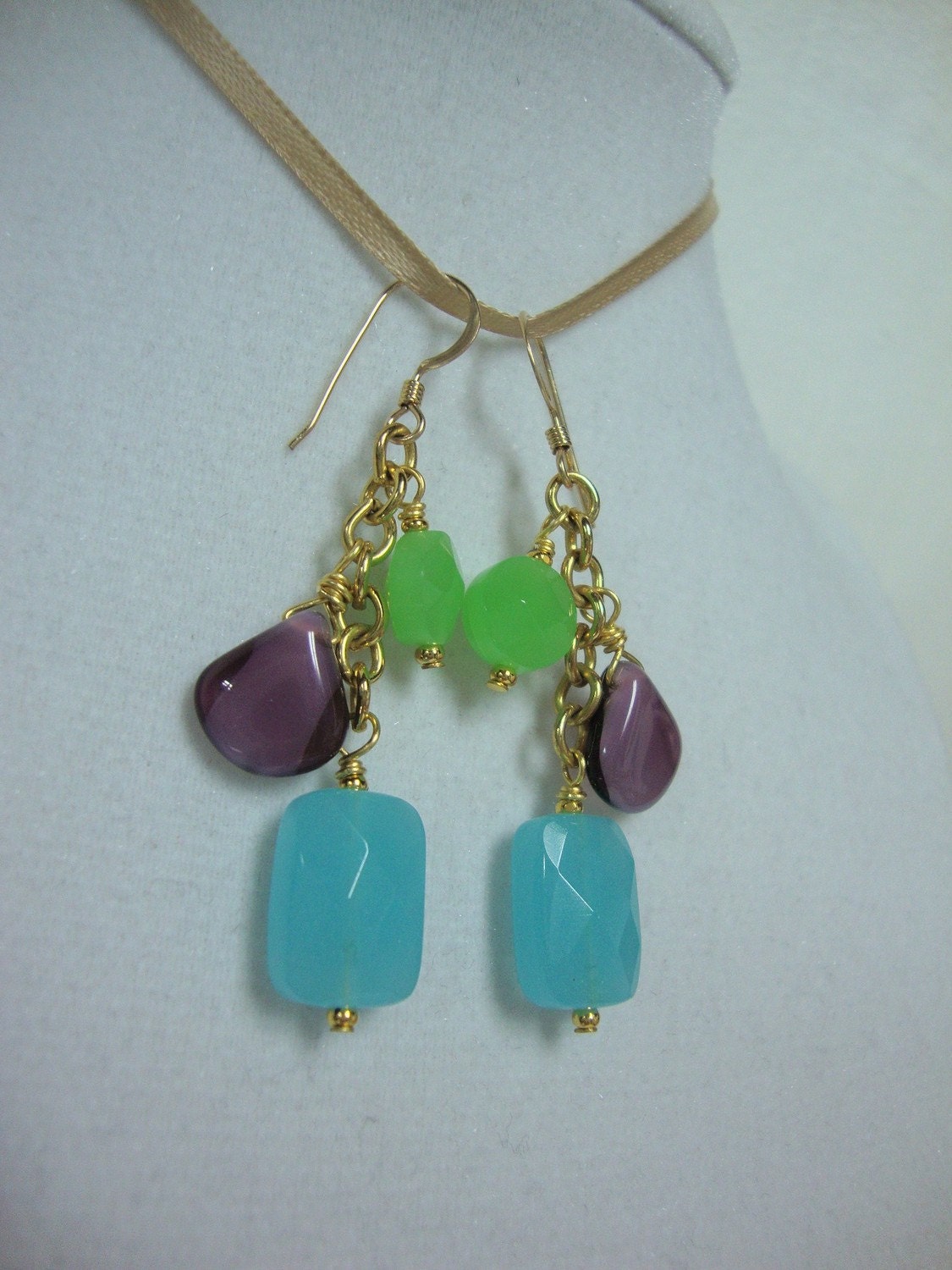 Purple And Blue Cascade Earrings Preview 2