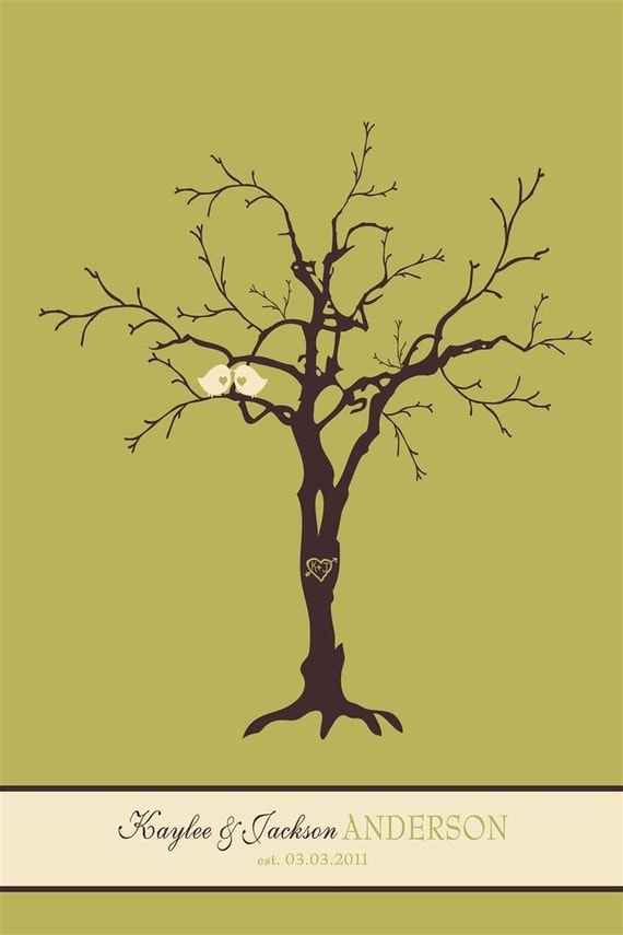 Sweet Birdies Custom 24" x 36" Wedding Tree - With Ink and Instructions