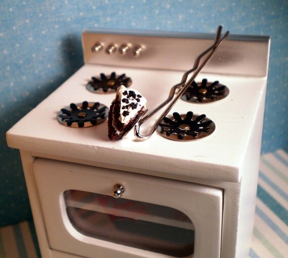 Black and White Slice of Chocolate Cake Bobby Pin