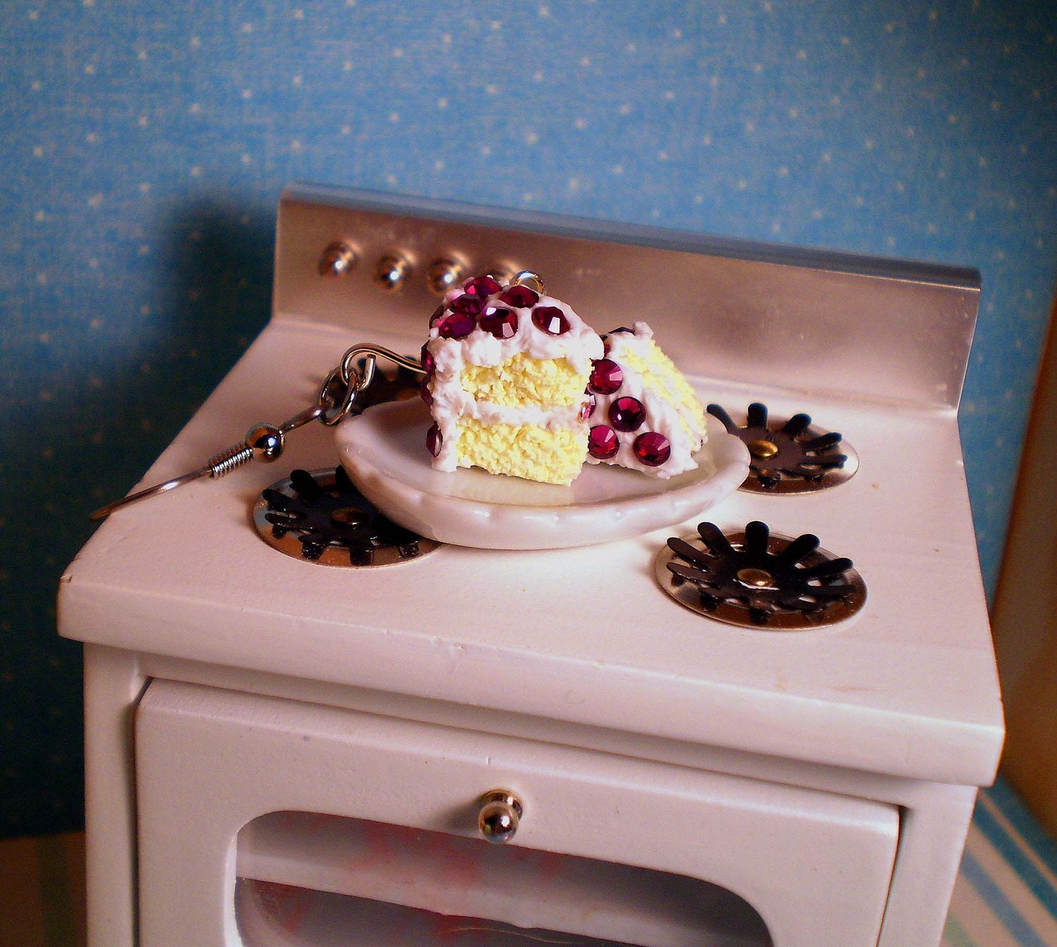 Fluffy Vanilla Cake Earrings with Swarovski Crystals