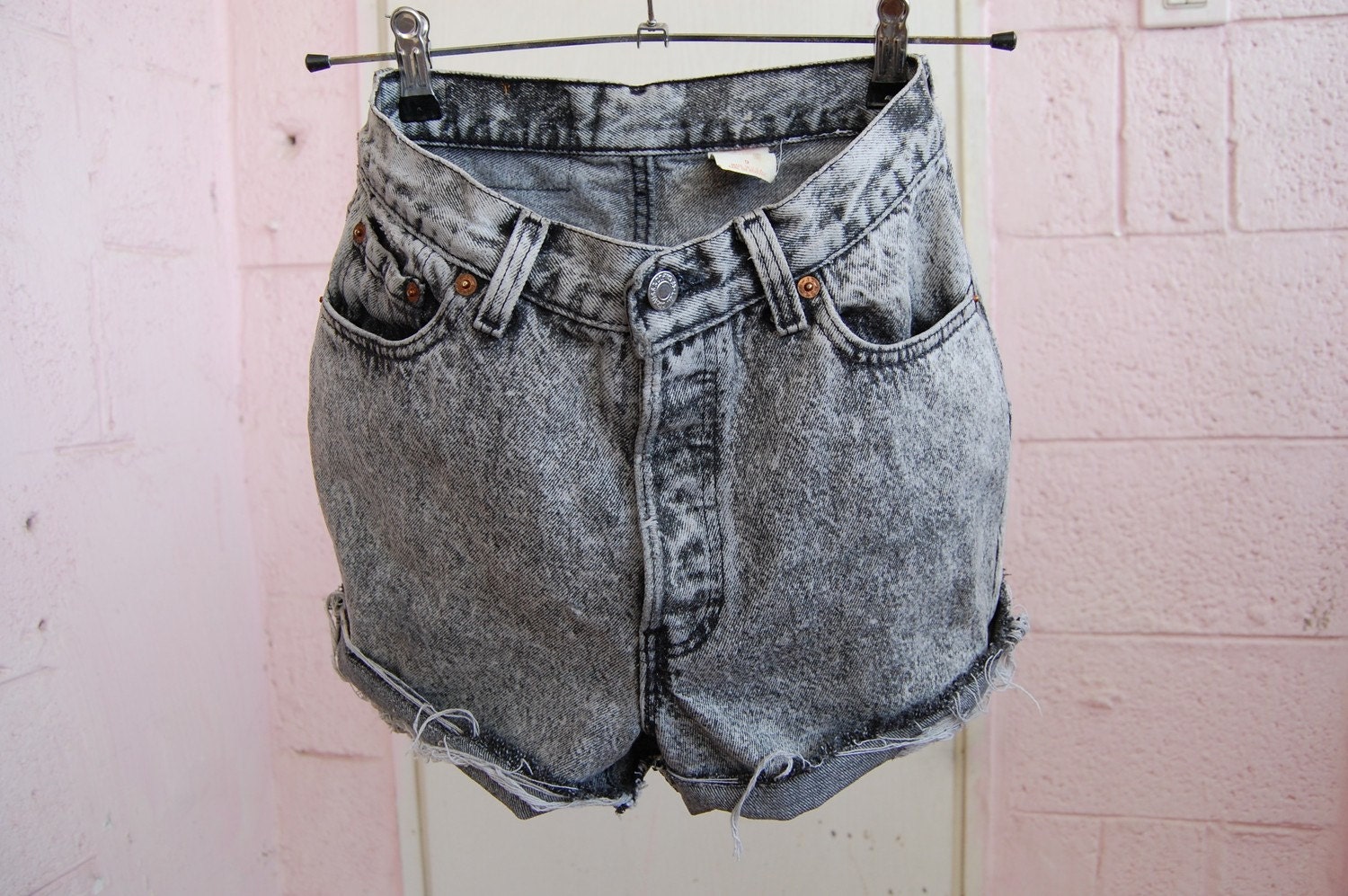 late 70s' washed black levis cut offs size 27"