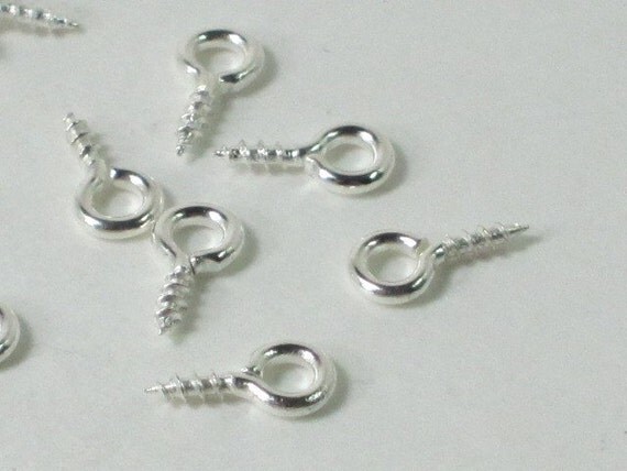 Silver Plated Small Eye Screws - Scrabble Tile Bail - 10mm - 100 Pieces