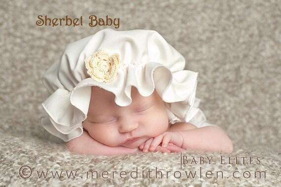READY TO SHIP  Ivory Cream White Pink Blue Pink Gingham in All Sizes Bo Peep Baby Prairie Bonnet Nightcap