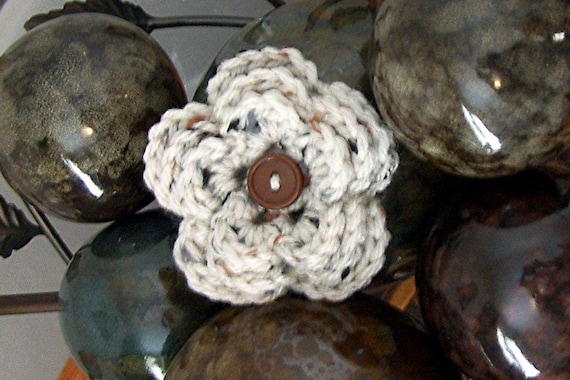 Crocehted Triple Layer Flower Brooch