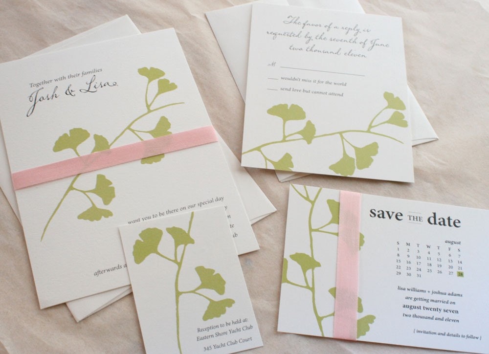 Ginkgo Print Save the Date Card
