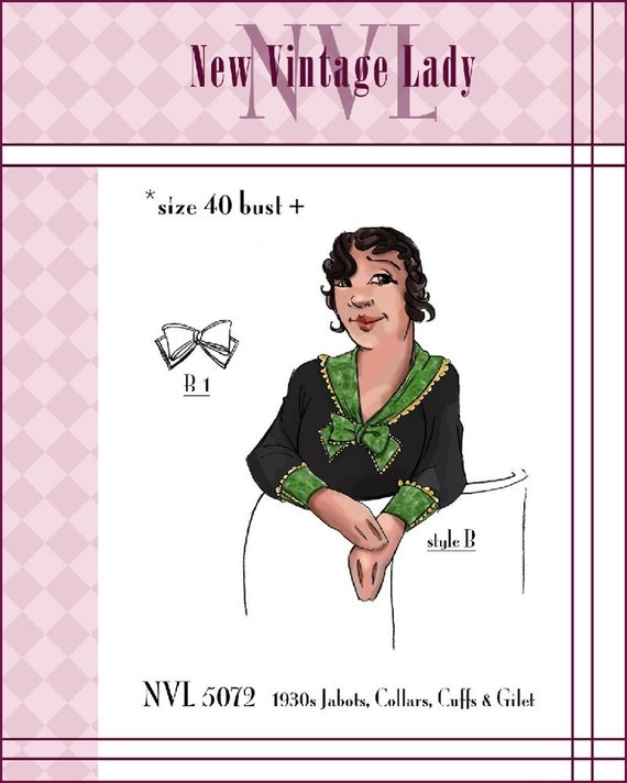 NVL 1930s jabots, collars, cuffs and gilet 40 bust and over PLUS SIZE
