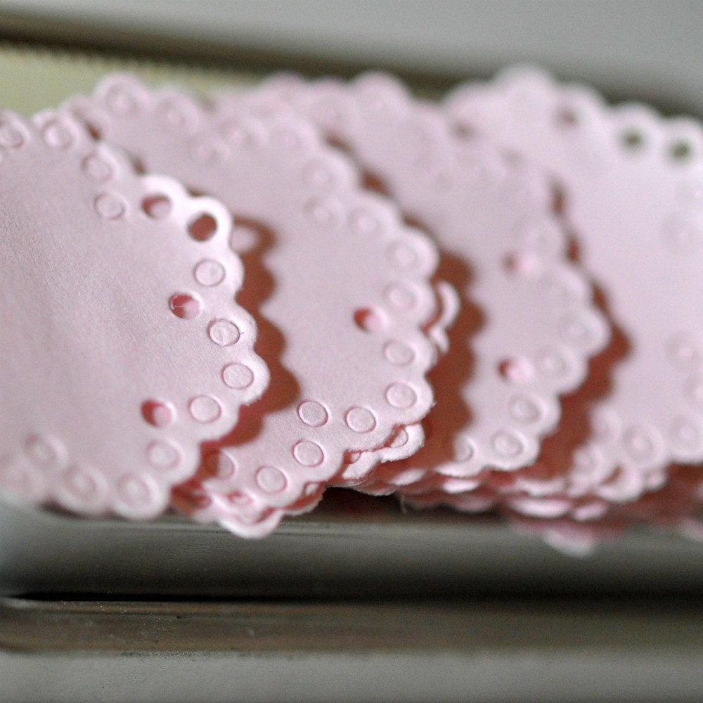 15 Doily Stickers Seals Pastel Pink