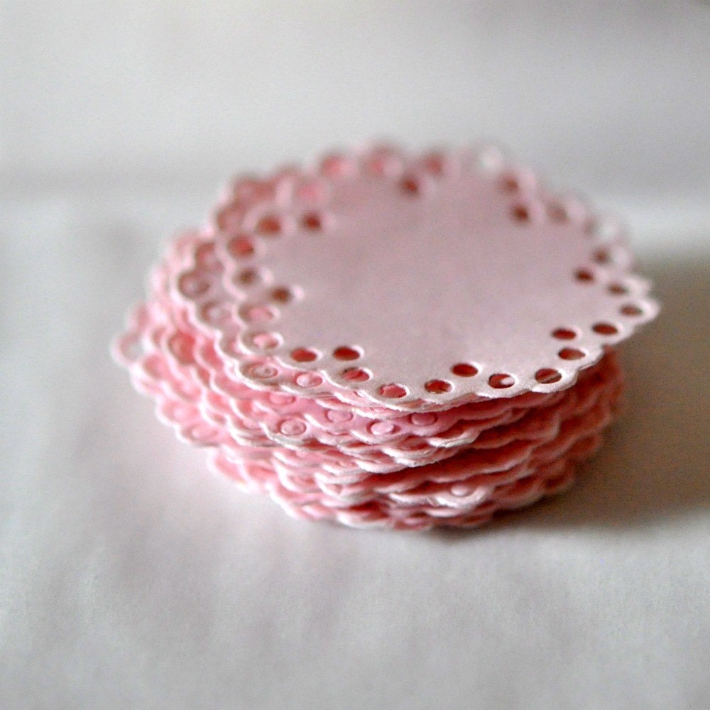 15 Doily Stickers Seals Pastel Pink