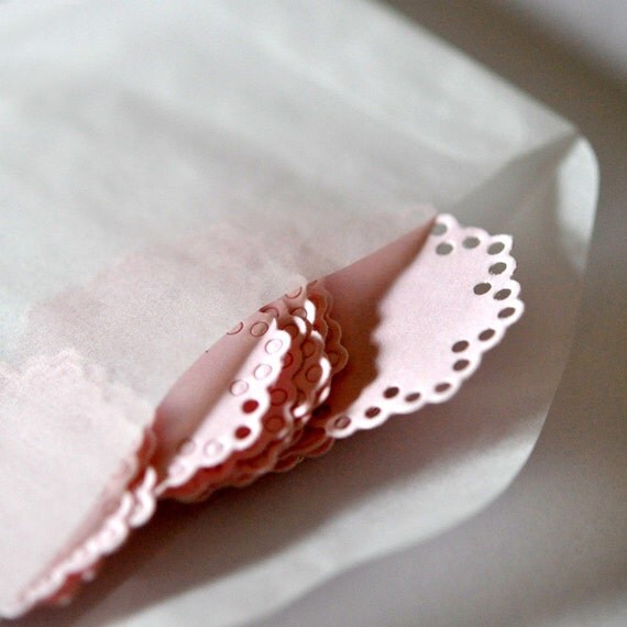 15 Doily Stickers Seals Pastel Pink