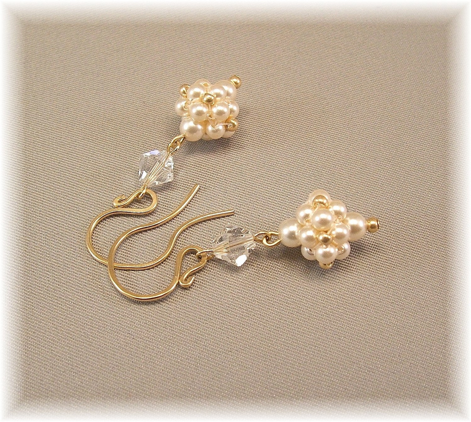 Regal Elegance Woven Drop Earrings Ivory Wedding Gown by Handwired from etsy.com