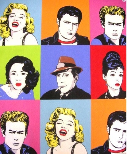 James Dean / Audrey Hepburn / Elizabeth Taylor Hollywood POP ART fabric James Dean / Audrey Hepburn / Elizabeth Taylor Hollywood POP ART fabric