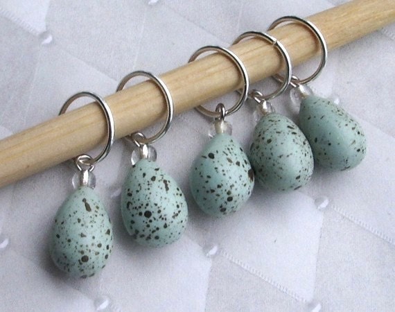 Stitch Markers - Robin's Eggs - Set of 5