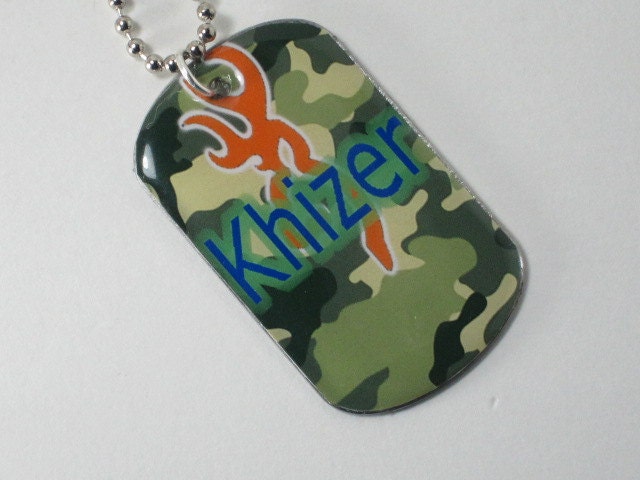 PERSONALIZED Stainless Steel 30 mm Dog Tag Pendant on Ball Chain - 30 inches - You Choose the Text