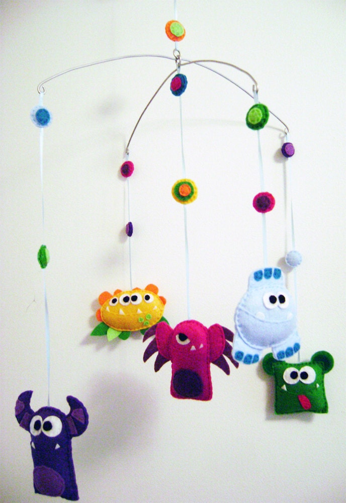 Baby Mobile Felt - Monster Mayhem - Made to Order -  Home Decor Nursery