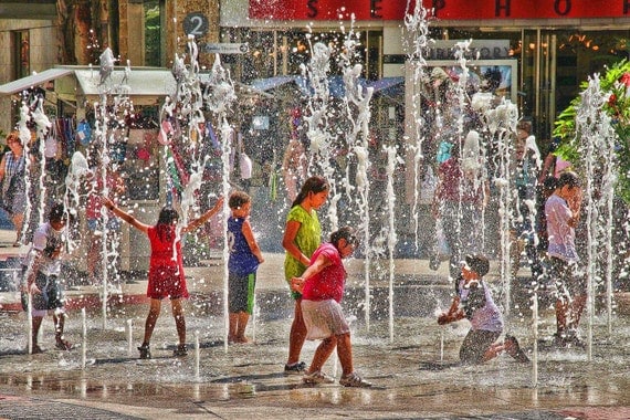 Children Playing in Fountain - Fine Art Photograph Print - 8"X12" on metallic paper (Other sizes are available)
