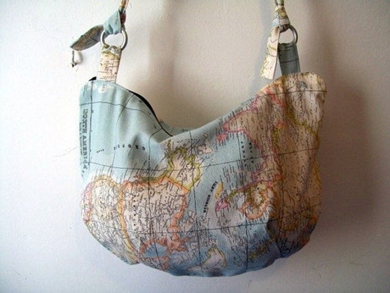 World Map Fabric Handbag
