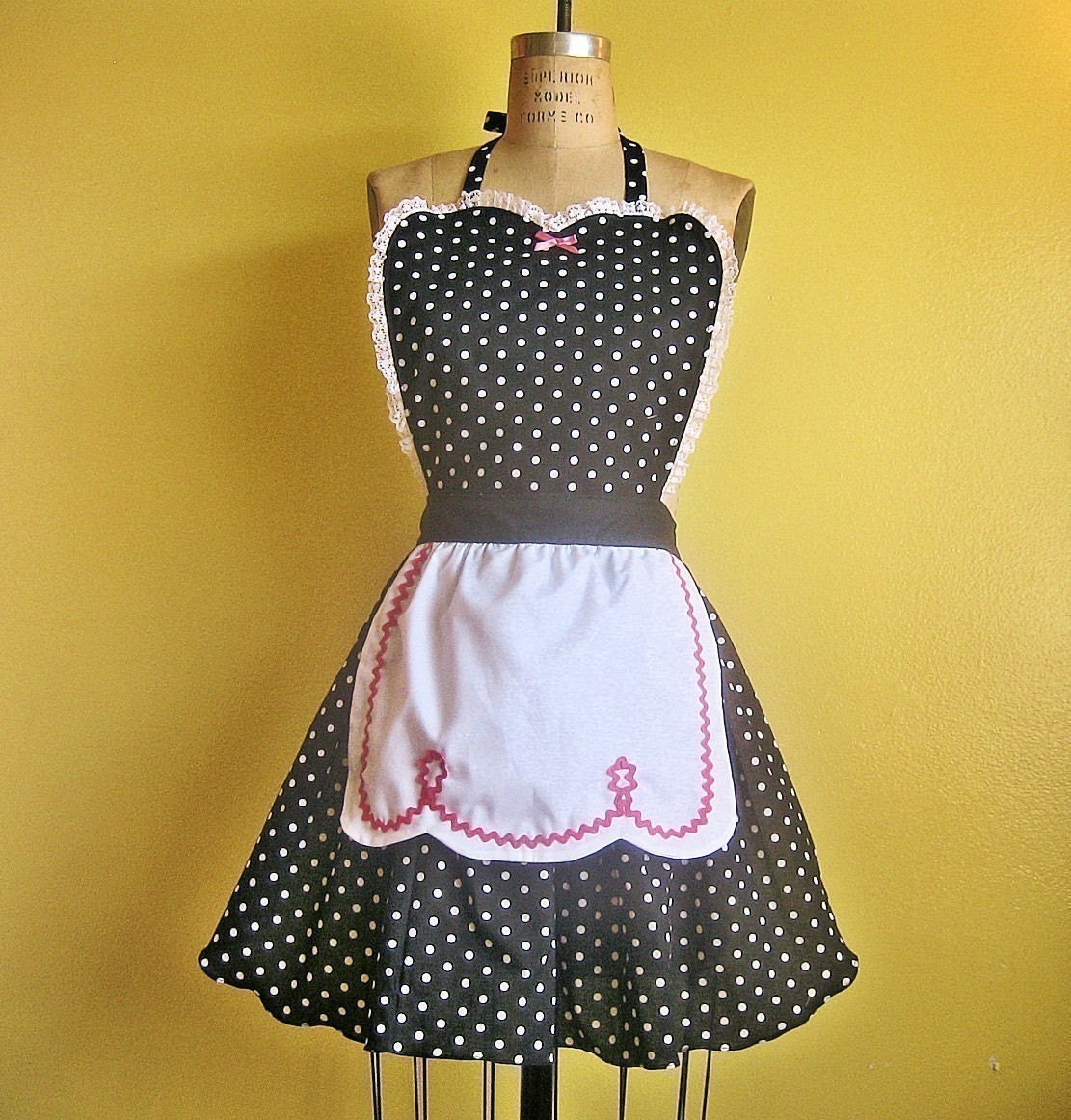 Retro APRON I Love Lucy black polka dot sexy hostess apron vintage inspired
