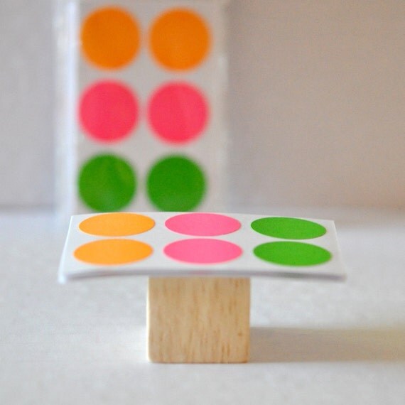 60 Paper Stickers Seals Dot Sorbet Pastel