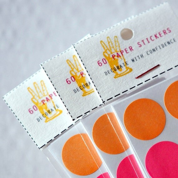 60 Paper Stickers Seals Dot Sorbet Pastel