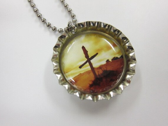 Bottlecap Necklace - Old Rugged CROSS