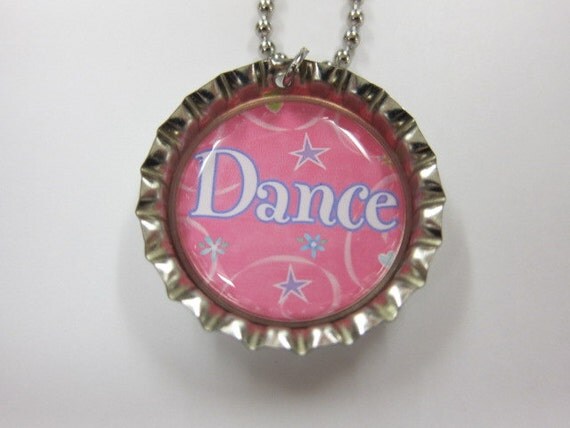 Bottlecap Necklace - DANCE - Pink and Purple