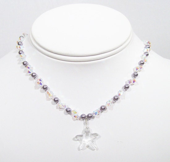 Starfish Illusion Beach jewelry Necklace Mauve Purple Bridesmaid Wedding 