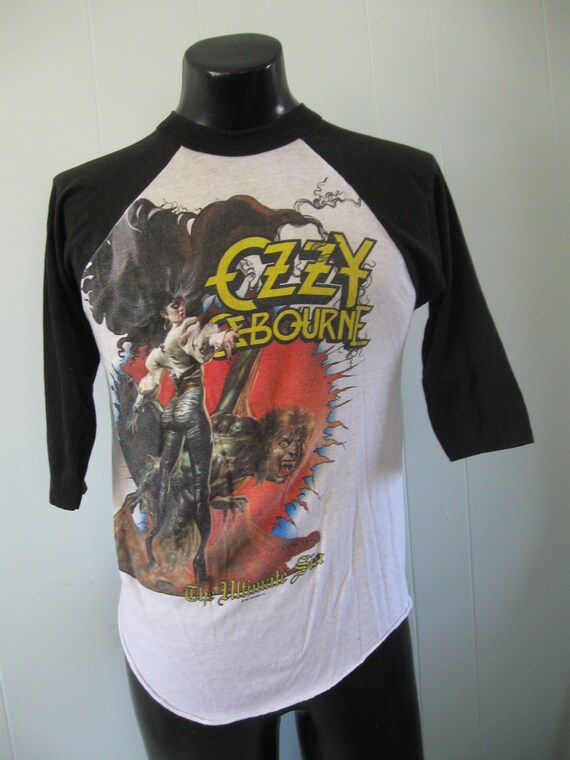 Authentic Vintage Ozzy Osbourne Raglan Jersey TShirt Ultimate Sin Tour 1986 80s MEDIUM