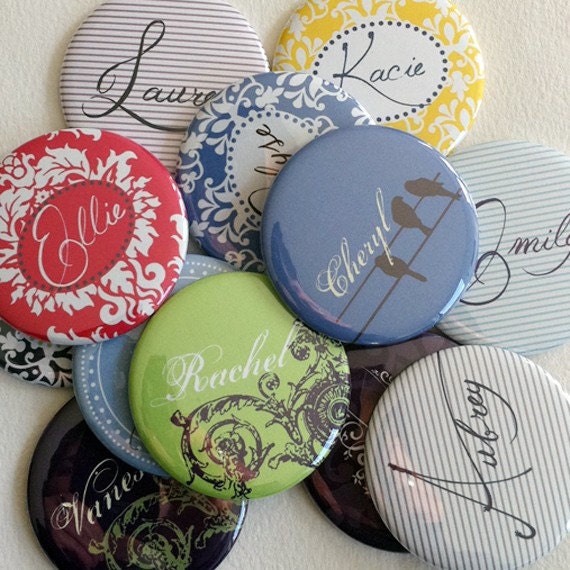 Bridal Party Custom Pocket Mirrors - 4 Personalized Mirrors, Your Choice of Design