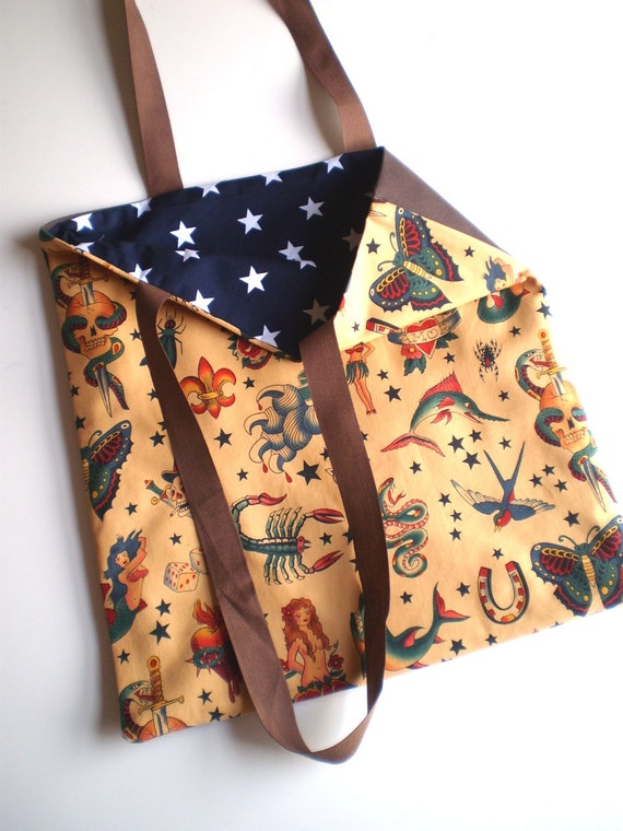 Sailor Jerry Tattoo Rockabilly Tote Bag By Carouselbelle On Etsy 570x760px