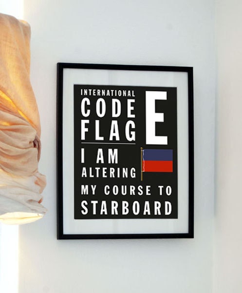 Letter E - Bus Roll International Code Flag - I am altering my course to starboard