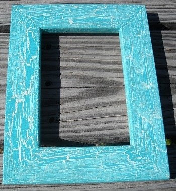 10x13 or 11x14 Picture Frame, Caribbean Blue And White Crackle Style