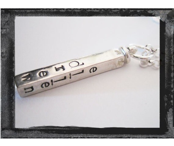BAR NECKLACE Hand Stamped Charm Necklace Personalized Sterling Silver Swivel Bar Necklace