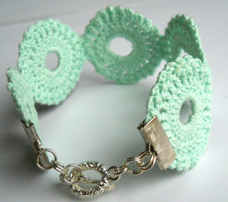 Mint Medallion Crochet Bracelet