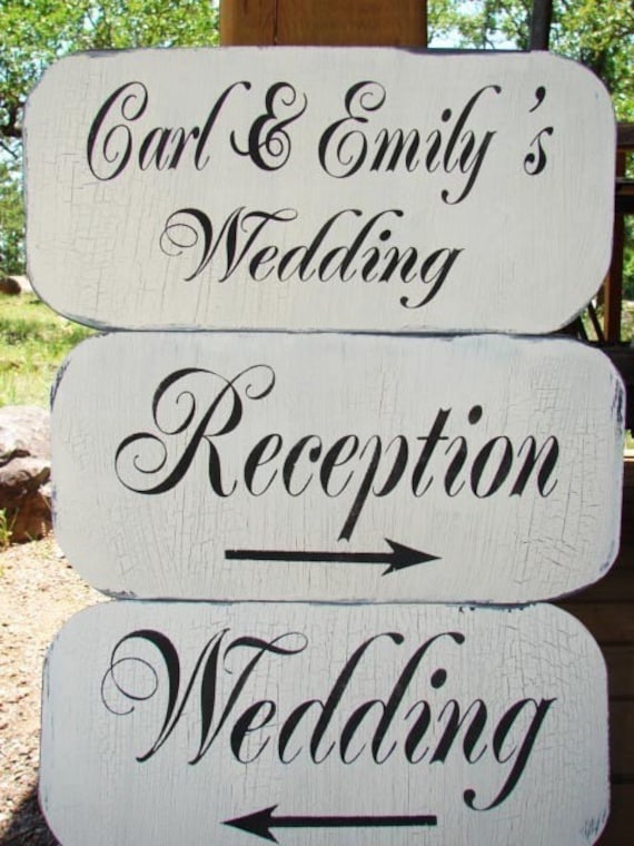 WEDDING RECEPTION Custom Wedding Signs Decoration Vintage Style Set of 3