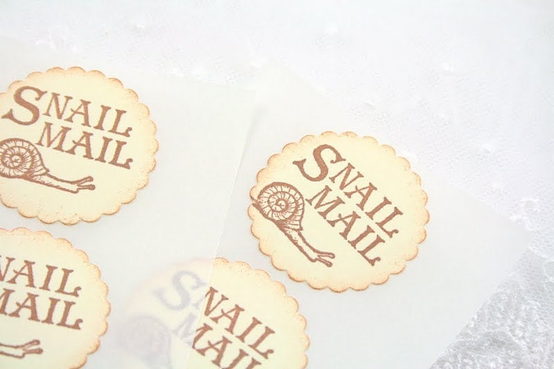 Vintage Sticker Seals Handmade Stamped Snail Mail