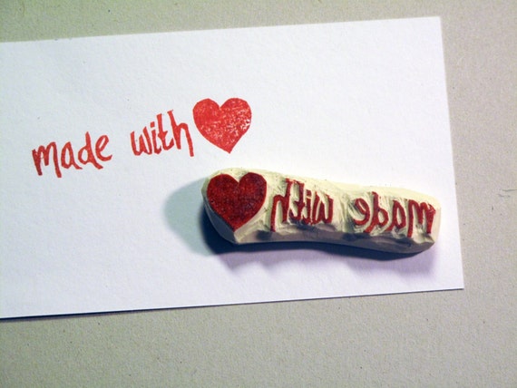 Made with Love - Hand Carved . Unmounted . Rubber Stamp