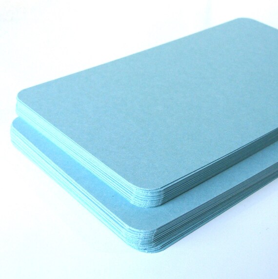 30 Blank Response Cards with Rounded Corners in Pool blue 