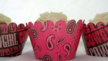 Cowgirl Cupcake Wrappers for Pink Cowgirl Western Birthday Party