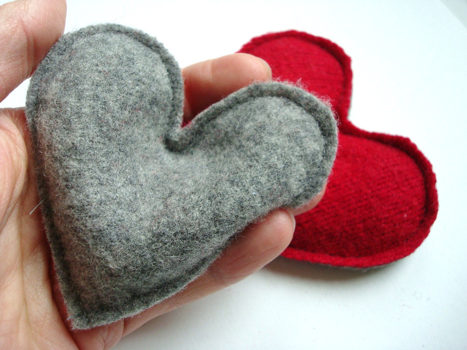 Pocket Hand Warmers Wool RED HOT HEARTS Eco Friendly Felted Wool One Pair